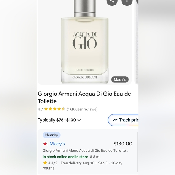 Giorgio Armani Acqua di Giò Eau de Toilette 3.4 FL OZ - Picture 6 of 10